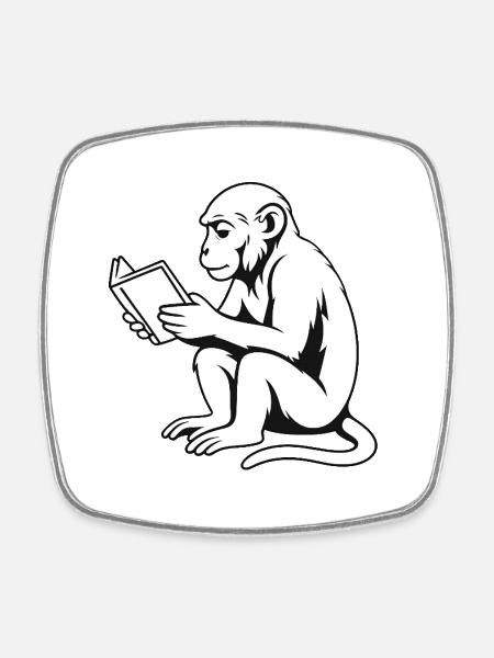 Monkey Minded - Square fridge magnet - white