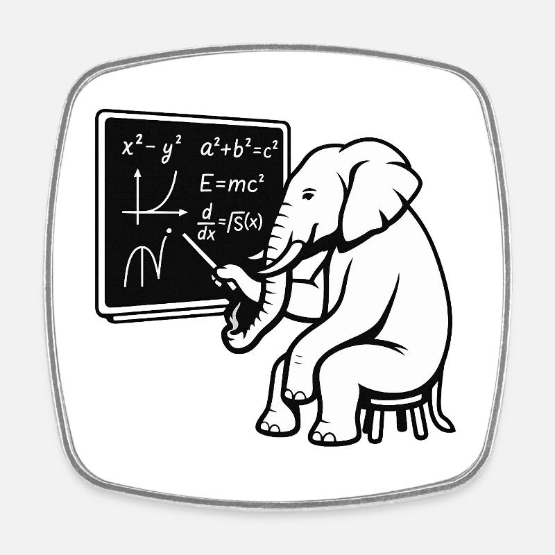 Professor Elephant - Viereckiger Kühlschrankmagnet - Weiß