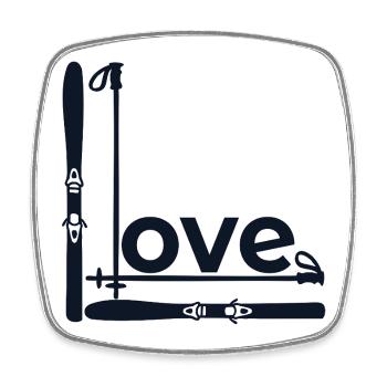 Winter Love Ski - Viereckiger Kühlschrankmagnet - Weiß - Vorne