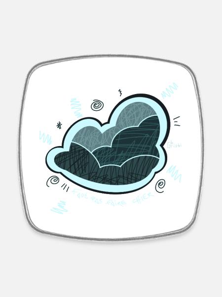 Cloud, emotion, angry - Square fridge magnet - white