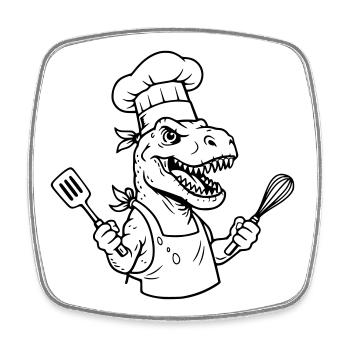 T-rex Cook - Viereckiger Kühlschrankmagnet - Weiß - Vorne
