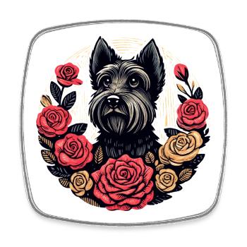 Terrier Rose Circle - Square fridge magnet - white - Front