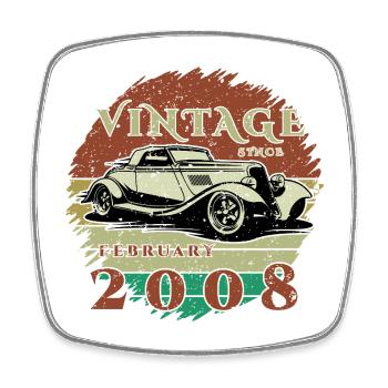 18e anniversaire - Classiques - Vintage depuis 2008 - Magnet carré - blanc - Devant