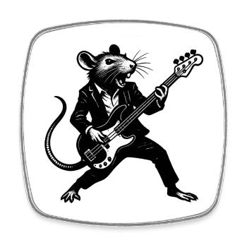 Ratte mit Bass im Anzug - Viereckiger Kühlschrankmagnet - Weiß - Vorne