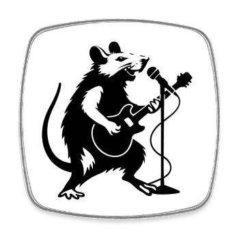 Ratterrockstar mit Gitarre - Viereckiger Kühlschrankmagnet - Weiß - Vorne