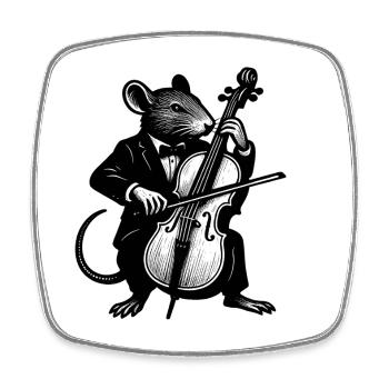 Maus im Smoking spielt Cello - Viereckiger Kühlschrankmagnet - Weiß - Vorne