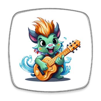 Mythical creature guitarist on the beach - Square fridge magnet - white - Front