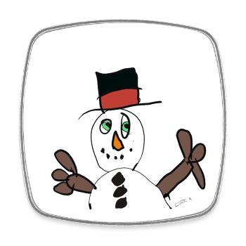Bonhomme de neige magique d’hiver avec chapeau - Magnet carré - blanc - Devant