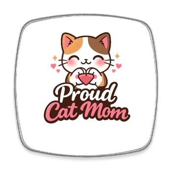 Motif de la fière maman chatte - Magnet carré - blanc - Devant