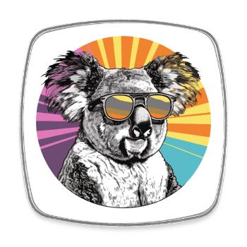 Koala with sunglasses in retro rainbow - Square fridge magnet - white - Front