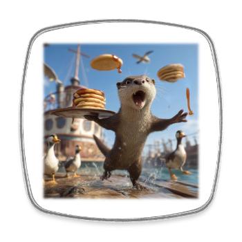 Loutre drôle avec un design chaos de crêpes - Magnet carré - blanc - Devant