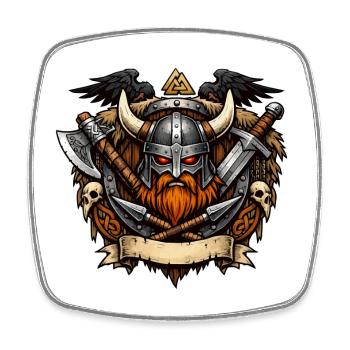 Wikinger Krieger Helm - Viereckiger Kühlschrankmagnet - Weiß - Vorne