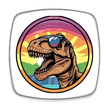 T-Rex Sunset with Sunglasses - Square fridge magnet - white - Front