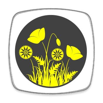 Yellow flowers in a circle - Square fridge magnet - white - Front