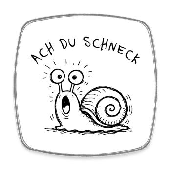 Ach Du Schneck Lustiger Spruch Doodle - Viereckiger Kühlschrankmagnet - Weiß - Vorne