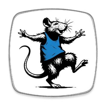 Bleu Rat Dansant - Magnet carré - blanc - Devant