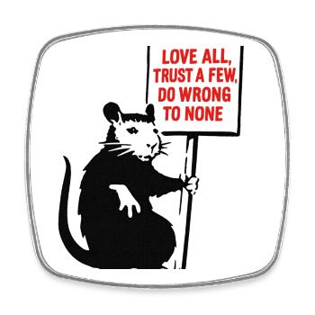Rat with protest sign - Square fridge magnet - white - Front