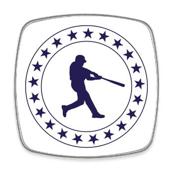 Baseball - Sport - Magnet carré - blanc - Devant