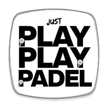 Just Play Padel – Court Feuer! Smash it! - Viereckiger Kühlschrankmagnet - Weiß - Vorne