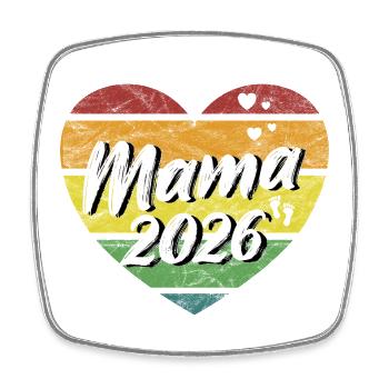 Maman 2026, future maman, rétro, vintage - Magnet carré - blanc - Devant