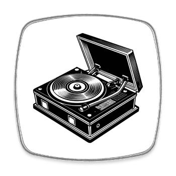 Record player - Square fridge magnet - white - Front