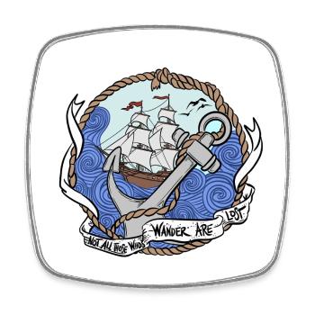 Captain's anchor on stormy seas - Square fridge magnet - white - Front