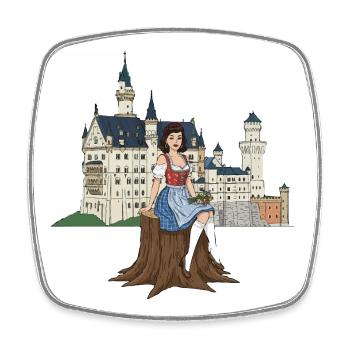 Bayerisches Pin-up für Neuschwanstein - Viereckiger Kühlschrankmagnet - Weiß - Vorne