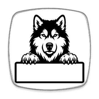 Alaskan Malamute Namensschild schwarzweiss - Viereckiger Kühlschrankmagnet - Weiß - Vorne