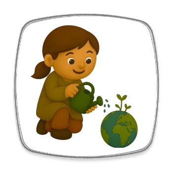 Petit écologiste qui verse le globe - Magnet carré - blanc - Devant