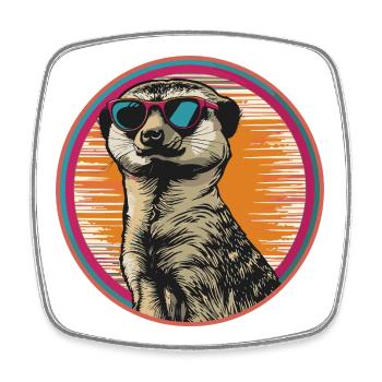 Erdmännchen mit Retro-Sonnenbrille - Viereckiger Kühlschrankmagnet - Weiß - Vorne