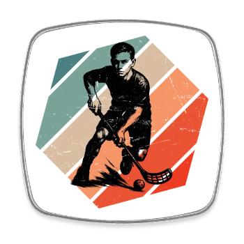 Motif classique du floorball - Magnet carré - blanc - Devant