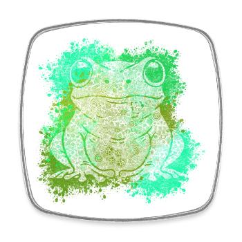 Zentangle-Frosch - Viereckiger Kühlschrankmagnet - Weiß - Vorne