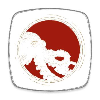 Octopus Vintage à l’encre rouge - Magnet carré - blanc - Devant