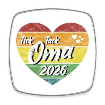 Tick Tack Oma 2026 werdende Uroma Omama 2026 retro - Viereckiger Kühlschrankmagnet - Weiß - Vorne