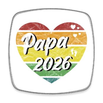 Papa 2026 Vater 2026 werdender Papa retro vintage - Viereckiger Kühlschrankmagnet - Weiß - Vorne
