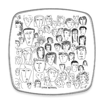 1 Minute Neutral Faces (1) - Square fridge magnet - white - Front
