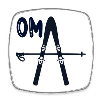 Granny Skiing Ski - Square fridge magnet - white - Front