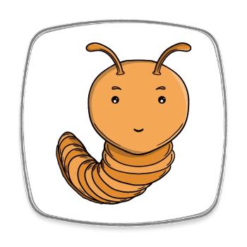 Cute Purple Centipede Happy Kawaii Caterpillar - Square fridge magnet - white - Front