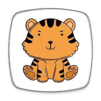 Cute Baby Tiger Adorable Kawaii Jungle Animal  - Square fridge magnet - white - Front