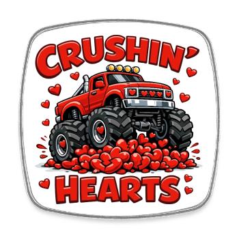 Junge Valentine Monstertruck Herz Lustig Geschenk - Viereckiger Kühlschrankmagnet - Weiß - Vorne