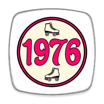 50. Geburtstag 1976 - Rollschuhe - Viereckiger Kühlschrankmagnet - Weiß - Vorne