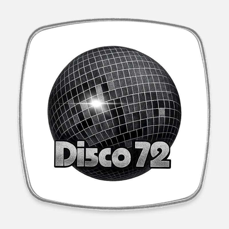 Disco72 Spiegelkugel Motiv - Viereckiger Kühlschrankmagnet - Weiß