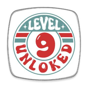 Level 9 Unlocked – Gamer Geburtstagsdesign - Viereckiger Kühlschrankmagnet - Weiß - Vorne