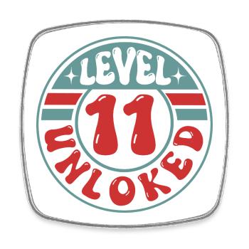 Level 11 Unlocked – Gamer Geburtstagsdesign - Viereckiger Kühlschrankmagnet - Weiß - Vorne