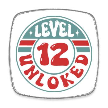 Level 12 Unlocked – Cooles Gamer Geburtstagsdesign - Viereckiger Kühlschrankmagnet - Weiß - Vorne