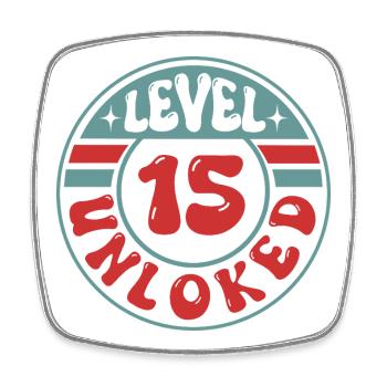 Level 15 Unlocked – Cooles Design für Zocker - Viereckiger Kühlschrankmagnet - Weiß - Vorne