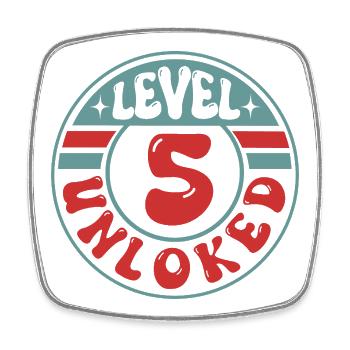 Niveau 5 débloqué – Design d’anniversaire de joueur cool - Magnet carré - blanc - Devant