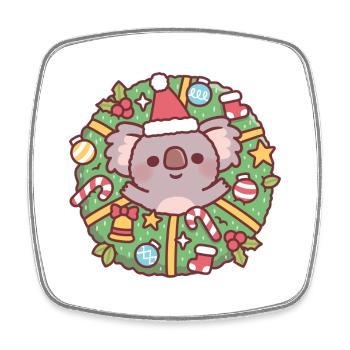 Süßer Koalabär im Weihnachtskranz - Viereckiger Kühlschrankmagnet - Weiß - Vorne