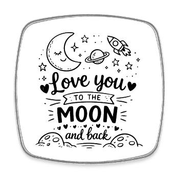 Love You To The Moon And Back Doodle - Square fridge magnet - white - Front