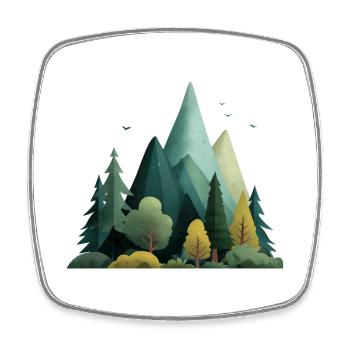 Mountain & Forest – Outdoor Nature Pattern - Square fridge magnet - white - Front